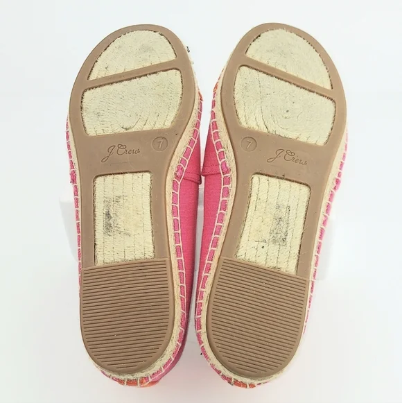 J. Crew Pink Orange Canvas Espadrille Flats 7 - Picture 6 of 12